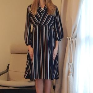 Black white and red midi dress